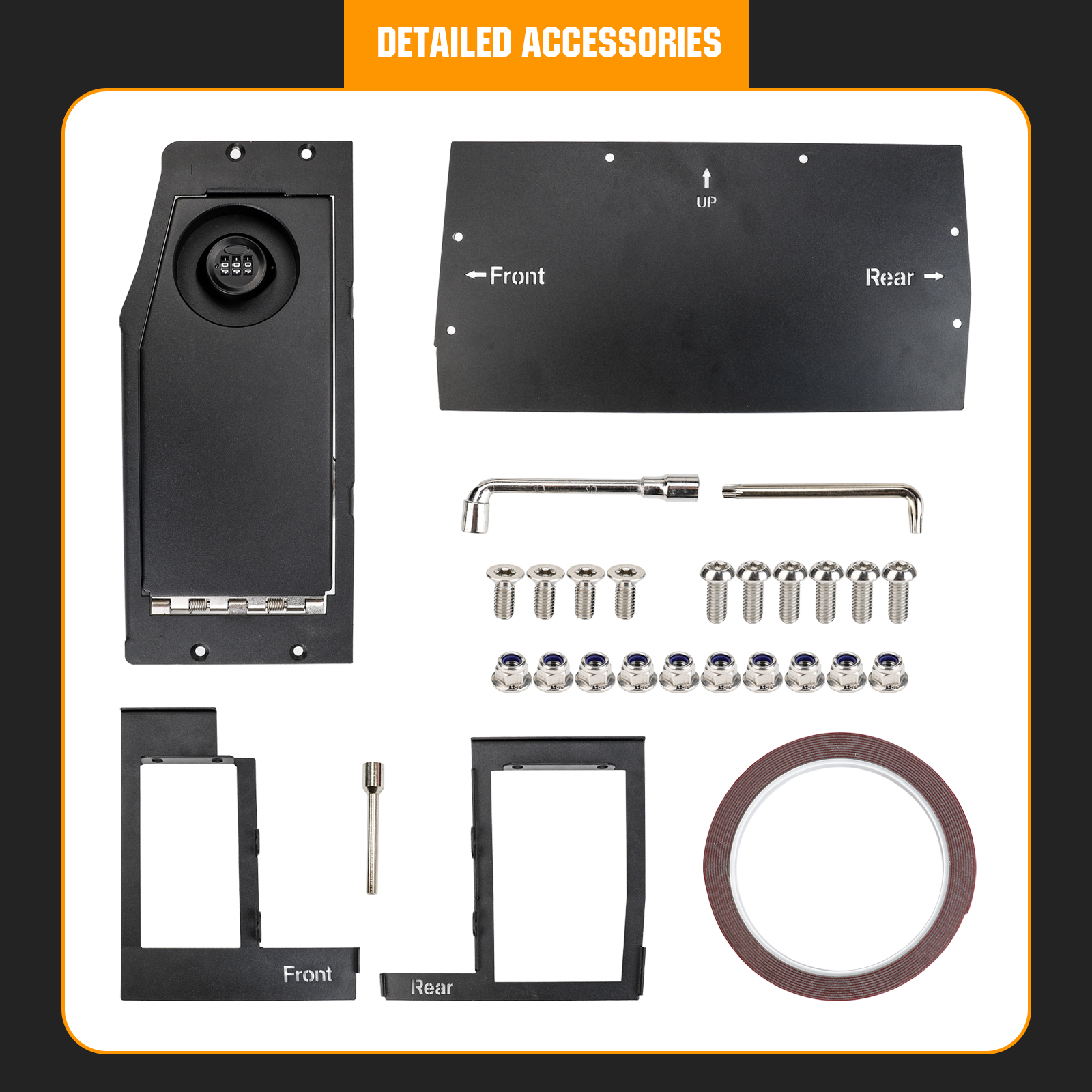 3mirrors Center Console Safe Gun Safe Box with Springs Hinge Compatible with 2021-2024 Ford F150, 2022-2024 F150 Lightning