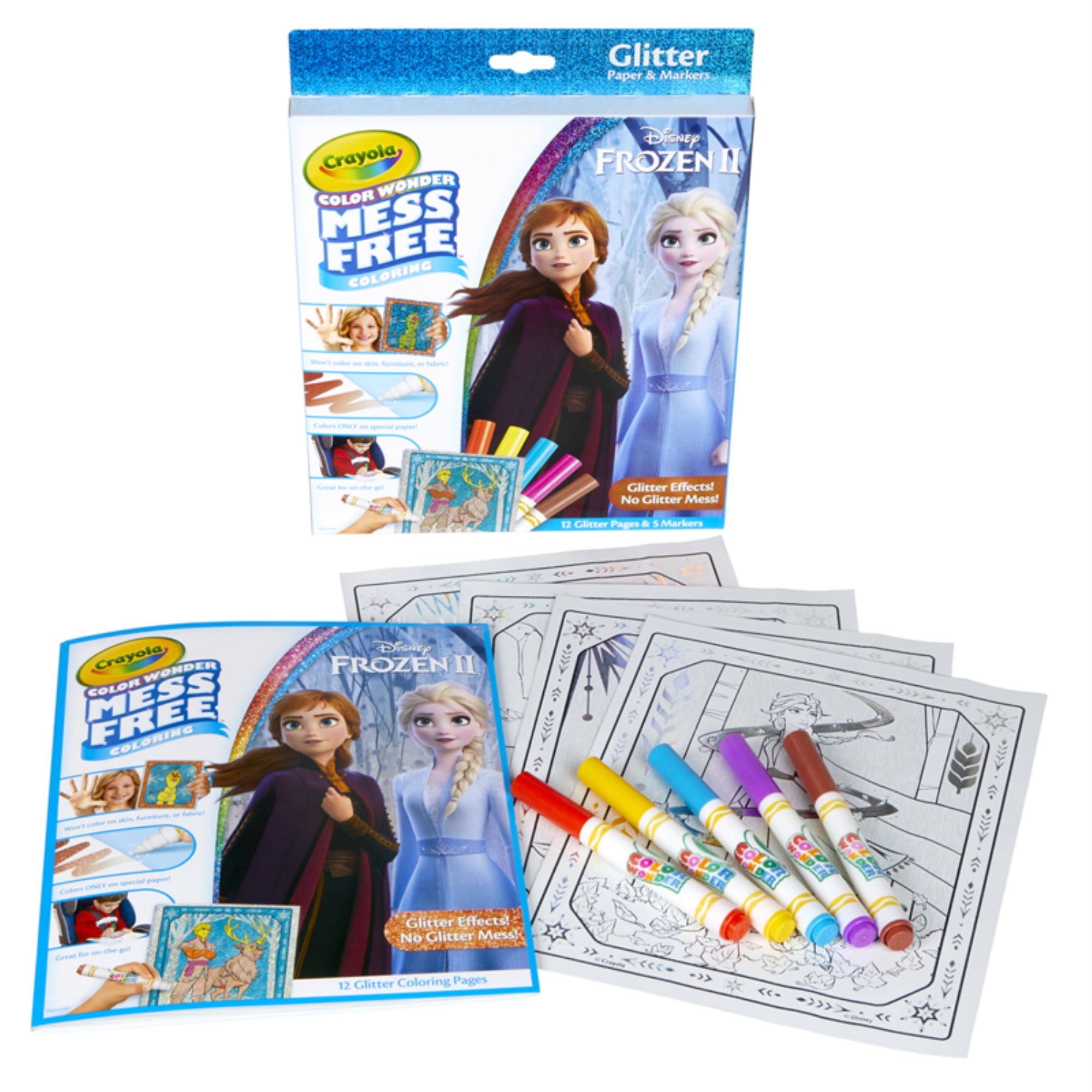 Crayola Frozen 2 Glitter Effects Color Wonder Set, Mess Free Coloring, Gift for Child