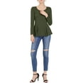 thumbnail image 2 of MODA NOVA Junior's Long Sleeves Scoop Neck Peplum Top Green M, 2 of 5