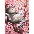 thumbnail image 1 of Cuadros Decorativos Kit de mosaico de gato de cerezo bordado de diamantes DIY 5D decoración del hogar para regalo de pared Likrtyny embutido en tela, 1 of 9