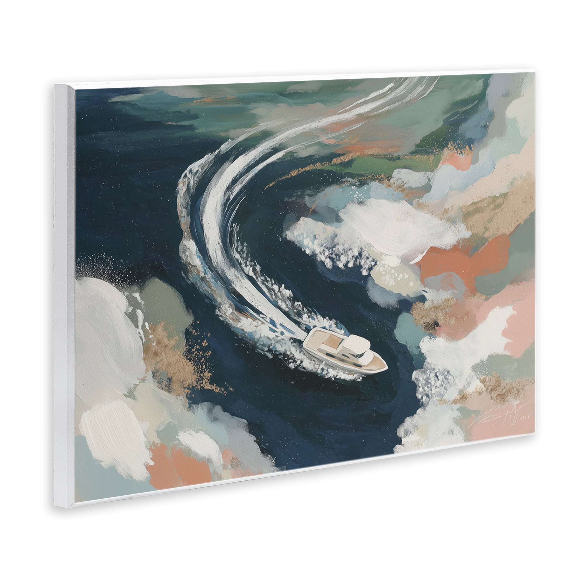 Stupell Industries Boat Wake From Above Wall Plaque Art, design by Chromatic Storm Studio