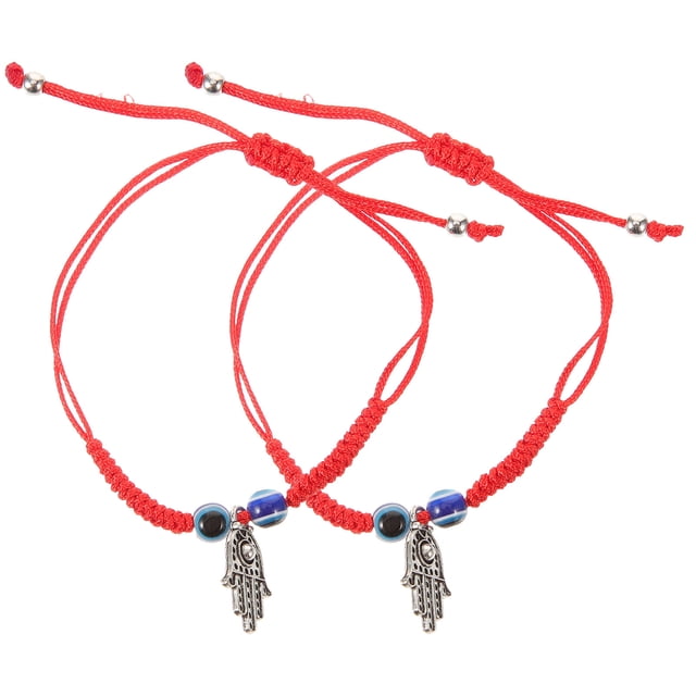 GOOHOCHY 2 pulseras de ojo malvado, pulsera tejida, pulsera de cuerda ajustable, pulsera de joyería para la muñeca