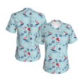 thumbnail image 3 of Yiaed Sailboats Anchors Print Women's T Shirt V-Neck Short Sleeve Shirt Casual Breathable Tee Summer Tops-X-Large, 3 of 5