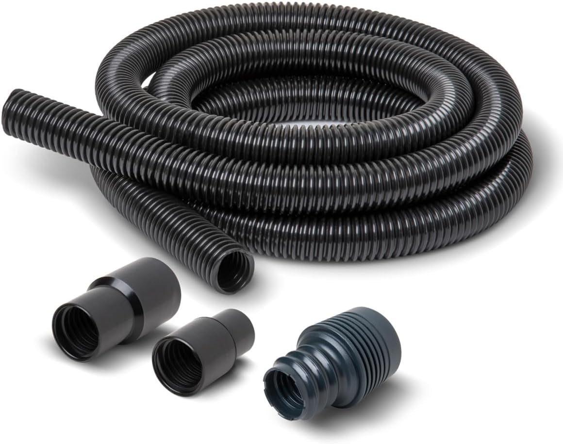 POWERTEC 70356 10' Dust Collection Hose with 2 Fittings Plus 1 Quick