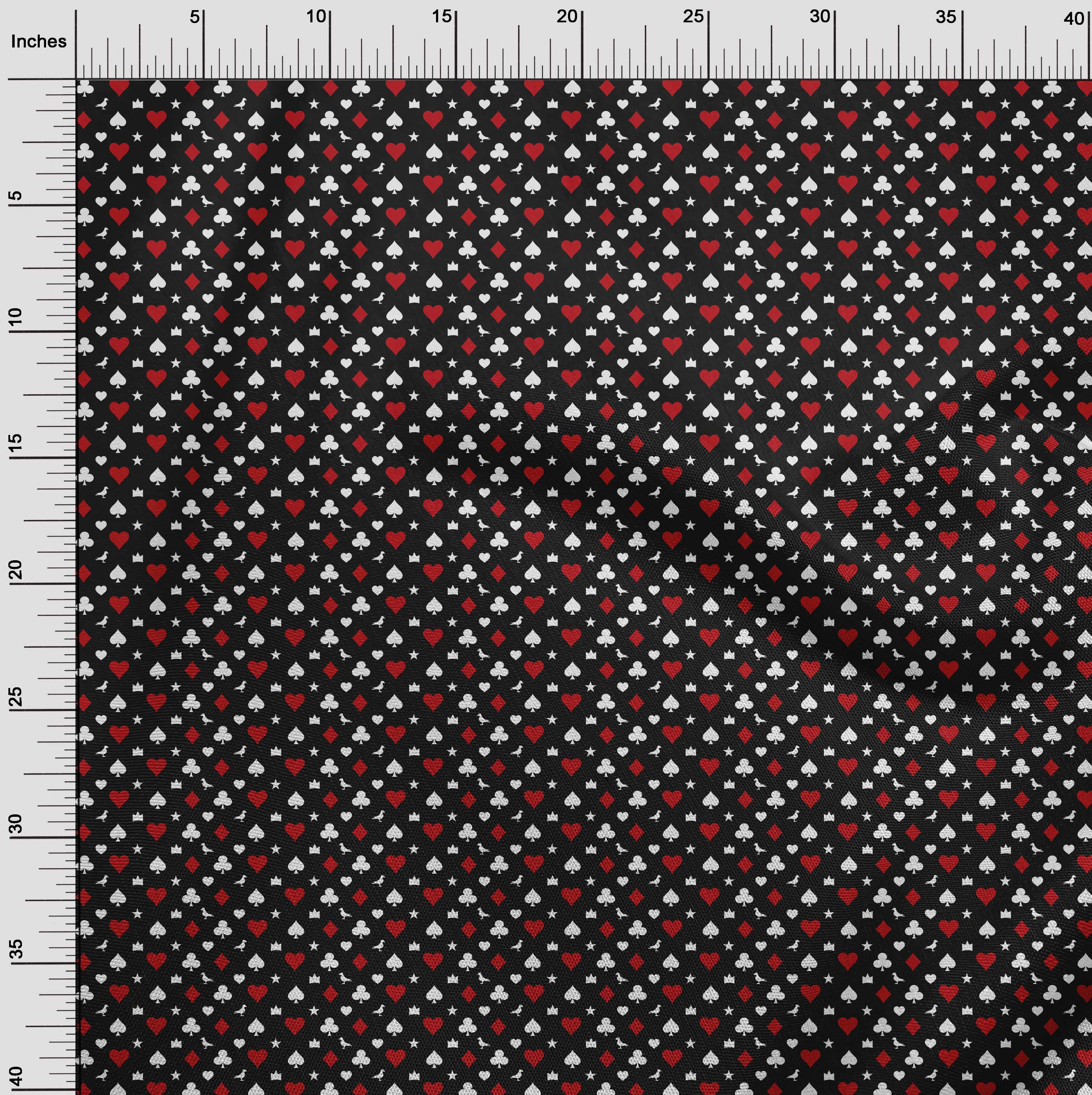 oneOone Polyester Spandex Black Fabric Poker Card Quilting Supplies Print Sewing Fabric By The Yard 56 Inch Wide