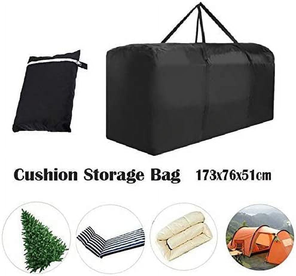 Nvzi Patio Cushion Storage Bag Waterproof Extra Large Protective Zippered Outdoor Cushion Storage Bags Furniture Storage Bag with Handles, 68" L x 30" W x 20" H (1 Pack)