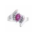thumbnail image 1 of Rylos 14K White Gold Floral Designer Ring with 6X4MM Oval Gemstone & Sparkling Diamonds - Birthstone Star Ruby Jewelry Size 5, 1 of 7