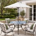 thumbnail image 2 of Round Outdoor Tablecloth with Umbrella Hole and Zipper, Blue Crab Coastal Tablecloth with Elastic Waterproof, Summer Beach Coral Conch Shell Patio Table Covers for 31" - 35" Picnic Pool Tables, 2 of 9