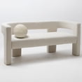 thumbnail image 4 of 66.7" W Boucle Upholstered Loveseat Couch Bench Open Back Settee for Living Room with Ball-Shaped Pillow, Cream, 4 of 15