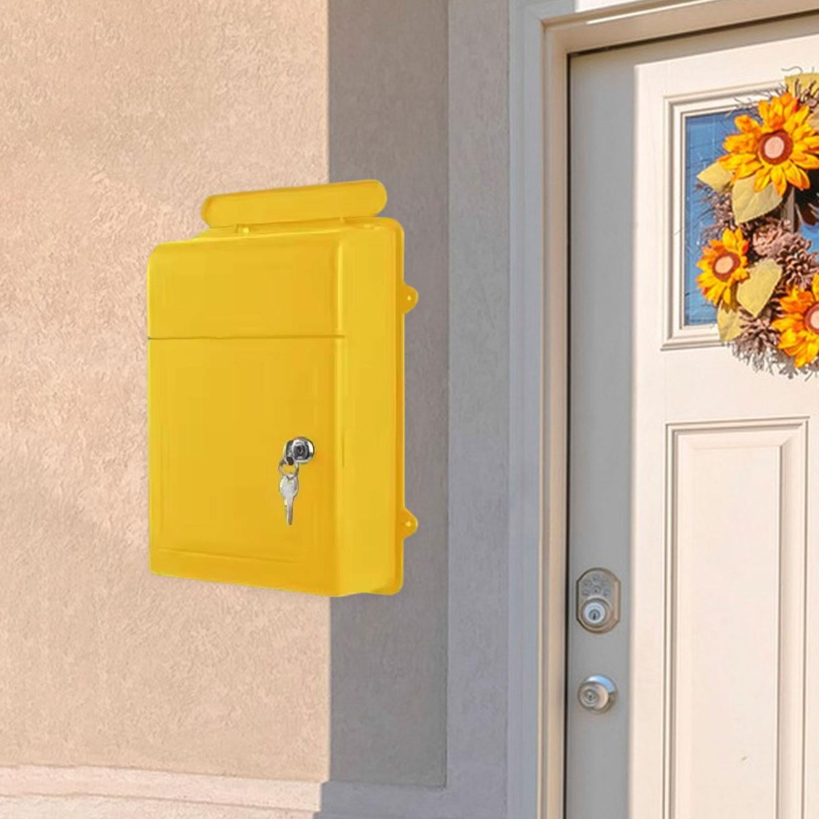 Baoblaze Wall Mounted Mailbox Wide Opening Collection Box for Cards Newspapers School Yellow