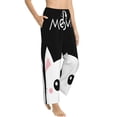 thumbnail image 6 of Salouo Cat Meow Print Women's Pajama Pants Casual Loose Sweatpants PJs Flowy Pants Drawstring Palazzo for Women Wide Leg Pants Lounge Pajama -Small, 6 of 8