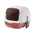 thumbnail image 3 of Hooded Cat Litter Box Enclosed Cat Toilet Detachable Anti Splashing Durable Cat Litter Tray for Indoor Cats Pet Litter Box , Pink, 3 of 9