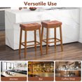 thumbnail image 4 of Costway 29" Bar Height Stools Set of 4 with PU Leather Seat Solid Rubber Wood Frame, 4 of 8