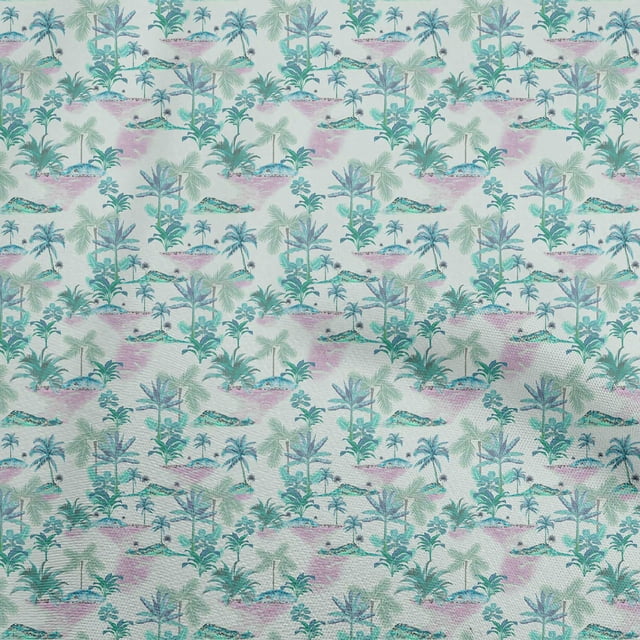 oneOone Tissu Polyester Spandex Vert Sarcelle Poussiéreux Matériel de Robe Tropical Tissu Imprimé au Mètre 56 Pouces de Large