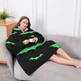 thumbnail image 5 of Oversized Wearable Blanket Hoodie,Black Halloween Bats with Green Sherpa Blanket Hoodie with Super Pockets,Super Warm Fuzzy Pullover for Women & Men, 5 of 6