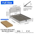 thumbnail image 3 of Queen Size Floating Bed Frame with Adjustable Headboard, Lifting Up Upholstered Bed Frame Queen, Fast Charging Station, Underbed Lights Strip, Solid Wood Slat, No Box Spring Needed, Noise-Free, White, 3 of 8