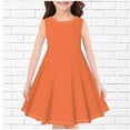 thumbnail image 2 of Huvoen Girls Crew Neck Sleeveless Casual A-Line Swings Dress Toddler Summer Sundress Orange 120, 2 of 3