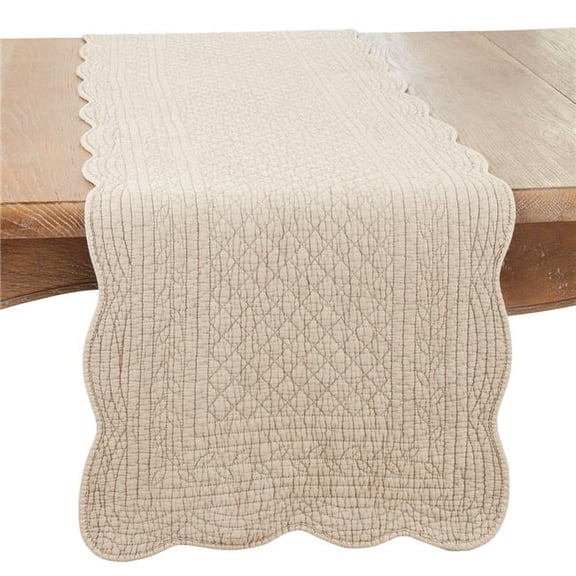 16 x 72 in. Charming Quilted Oblong Table Runner, Taupe