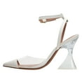 thumbnail image 2 of FSJ Women Classic Pointed Closed Toe Pumps Clear Chunky Block High Heel Ankle Strap Sandals Comfort Daily Work Shoes Size 9 White, 2 of 5