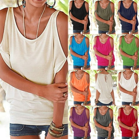 

Taluosi Summer Solid Color Women Short Sleeve Bat Loose Casual T Shirt Top Girl Blouse