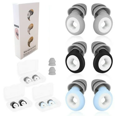 DIY.STORE Noise Reduction Silicone Earplugs for sleeping, Black, 3 Pair
