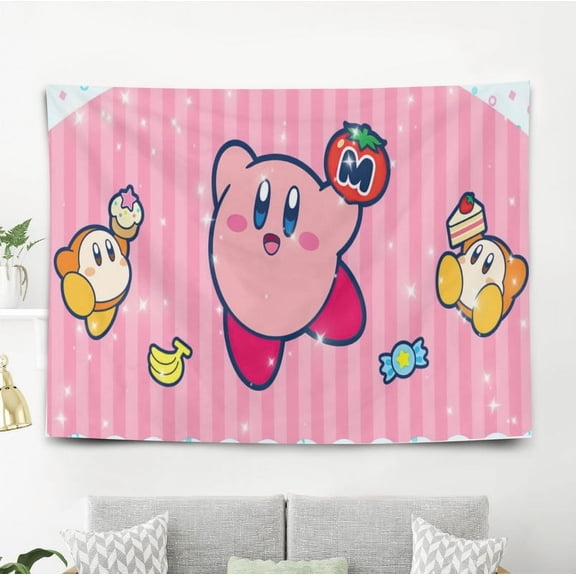 Kirby Tapestry Backdrop Background Poster Gift for Bedroom for Room Bedroom Girls Fans Background Banner Party Birthday Supplies Decor 59"×39"