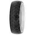 thumbnail image 2 of Men’s Stainless Steel & Black Carbon Fiber Domed Band – Mens Ring, 2 of 5