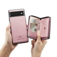 thumbnail image 3 of Zipper Wallet Case for Google Pixel 6 Pro, Soft Silicone Shockproof PU Leather Detachable Card Slots Holder Cash Pocket Slim Cover with Kickstand Magnetic Lens Protective Case,Pink, 3 of 9