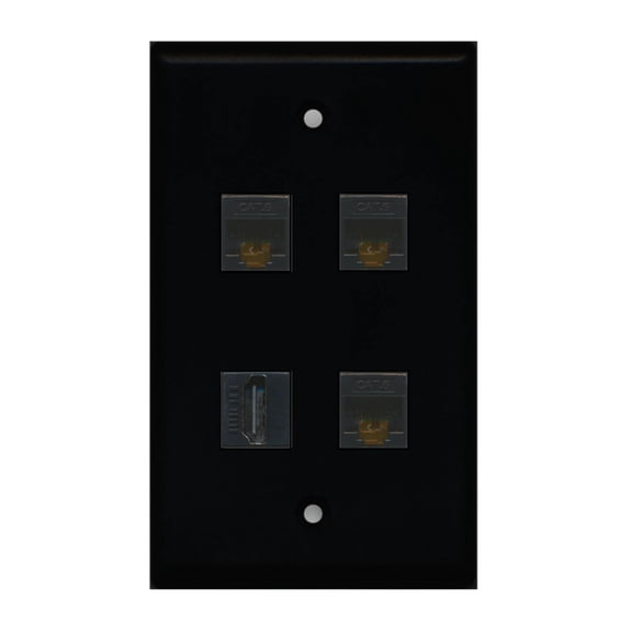 Ultra Spec Cables Black Custom Wall Plate with up to 4 Keystone Ports