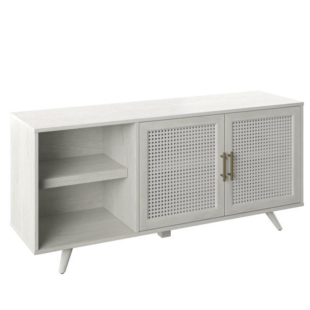 Twin Star Home Rattan TV Stand for TV's up to 60" in Fairfax Oak