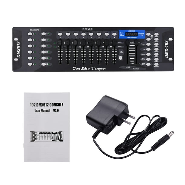 Consola de control de luces DMX512, panel de programación de 192 canales, activación por sonido con antena de pantalla LED para escenarios, DJ, pubs, bares, fiestas, discotecas, bodas, luces par
