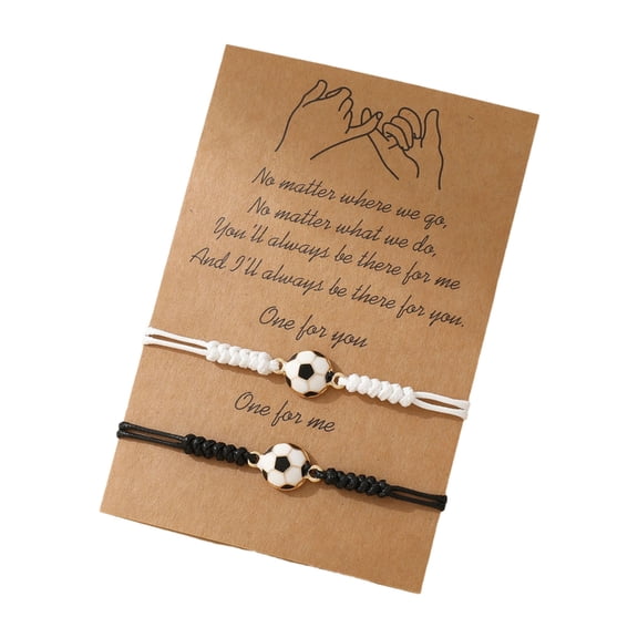 Necvior Matching Soccer Bracelets for Best Friend Couples Birthday Gifts Adjustable Braided Friendship Accessories for Him and Her