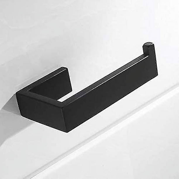 Soporte para papel higiénico perforado, soporte para papel higiénico de acero inoxidable 304, soporte de pared negro, soporte para papel higiénico para baño y cocina (negro, perfor