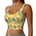 thumbnail image 2 of Vsdgher Bee honey Print Women Sleeveless Athletic Tank Top Built-in Bra Camisole Sports Vest for Yoga Running Fitness Exercise with Removable Pads, 2 of 8