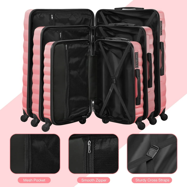 9 Piece Luggage Sets, Hard 20 24 28 inch Luggage with 6 Pieces