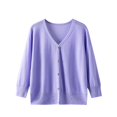 thumbnail image 2 of Aloohaidyvio Cardigan Sweaters for Women,Women's 2024 Fall Winter Solid Color Cardigan Sweaters Casual Lightweight Coat Round Neck Knitted Button Down Cardigans, 2 of 3