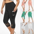 thumbnail image 2 of Pantalones capri ajustados para mujer, leggings con costuras de encaje, pantalones de yoga elásticos, 2 of 5