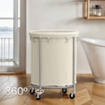 thumbnail image 3 of Rolling Laundry Hamper with Removable Bag – 45 Gal. Large Capacity Laundry Basket on Wheels, Steel Frame, 4 Casters (2 Locking), Cream & Silver, 3 of 6