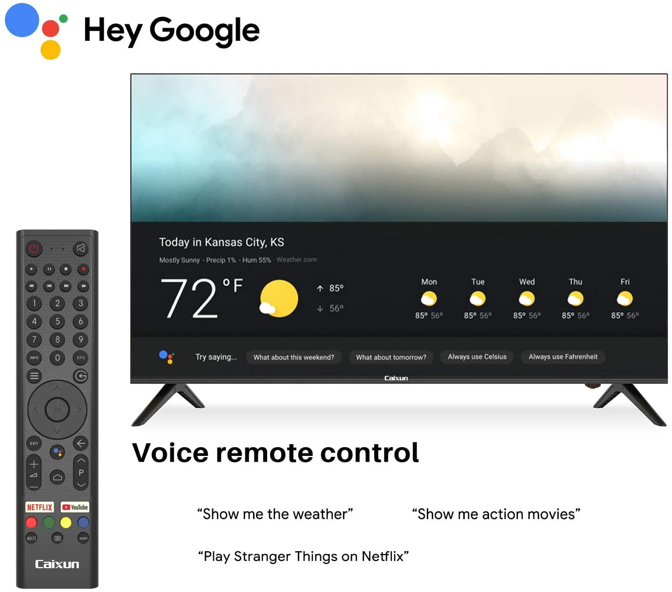 Caixun Android Tv 43 Inch Smart Led Tv 4k Ec43s1ua Ultra Hd Flat Screen Television With Hdr10 And Voice Remote Bluetooth 2021 Model 43 Tv Walmart Com Walmart Com