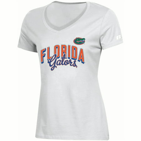 Women's Russell White Florida Gators Arch V-Neck T-Shirt