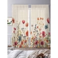 thumbnail image 3 of Red Flowers Sheer Curtains 96 Inches Long 2 Panels Plants Watercolor Floral Retro Linen Light Filtering Semi Sheer Window Curtains Drapes for Bedroom Living Room 52"x96"x2, 3 of 9