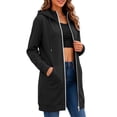 thumbnail image 6 of Solid Color Vintage Hoodies Longline Relaxed Full Zip Fall Tops Long Sleeve Fashion Clothes Adjustable Drawstring Hood Large Front Patch Pockets Sweatshirts Black,L, 6 of 6