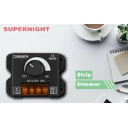 SUPERNIGHT LED Light Strip Dimmer, DC 12V-24V 30A PWM Dimming Controller for Dimmer Knob Adjust Brightness ON/Off Switch with Aluminum Housing (Aluminum Dimmer)