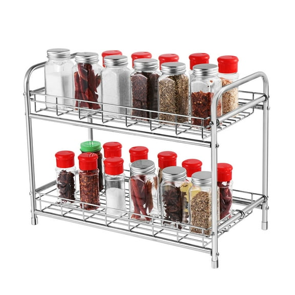 IMIKEYA 1Pc Silver Kitchen Rack Countertop Shelving Organizer with Anti Slip Mat