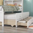 thumbnail image 5 of Twin Size Bed Frame with Bookcase Headboard, Wooden Twin Platform Bed with Trundle and 3 Storage Drawers, Twin Storage Bed for Girls Boys Teens, No Box Spring Needed, White, 5 of 7