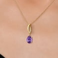 thumbnail image 3 of Gem Stone King 14K Yellow Gold Purple Amethyst and Lab Grown Diamond Pendant Necklace for Women | 1.63 Cttw | Gemstone February Birthstone | Oval 9X7MM | With 18 inch Chain, 3 of 6