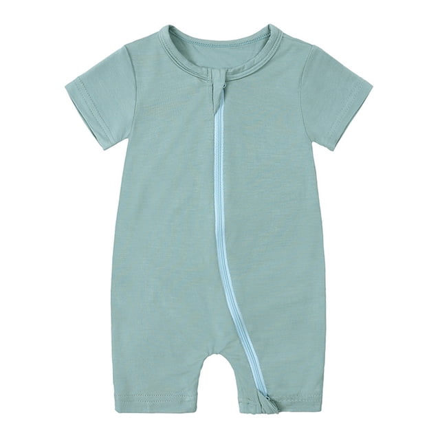 MIASHUI Barboteuses à Manches Courtes pour Bébé Filles Garçons Combinaison à Glissière Pyjamas, Vert, 0-3 Mois