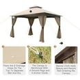 thumbnail image 6 of Domi Outdoor Living 10'x13'Patio Gazebo Outdoor Ventilation Double Roof Gazebo with Mosquito Netting for Patio,Lawn and Garden, Brown, 6 of 10