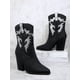 thumbnail image 2 of Faux Leather Pointy Toe Stacked Block Heel Boots, 2 of 4