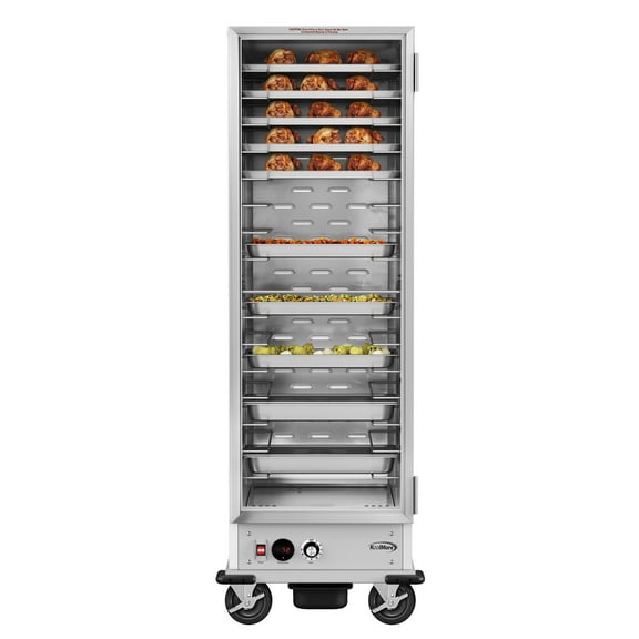 33 in. Commercial Non-Insulated Heated Holding Cabinet with Wire Racks and Glass Door in Silver (KM-CH36-WNGL)